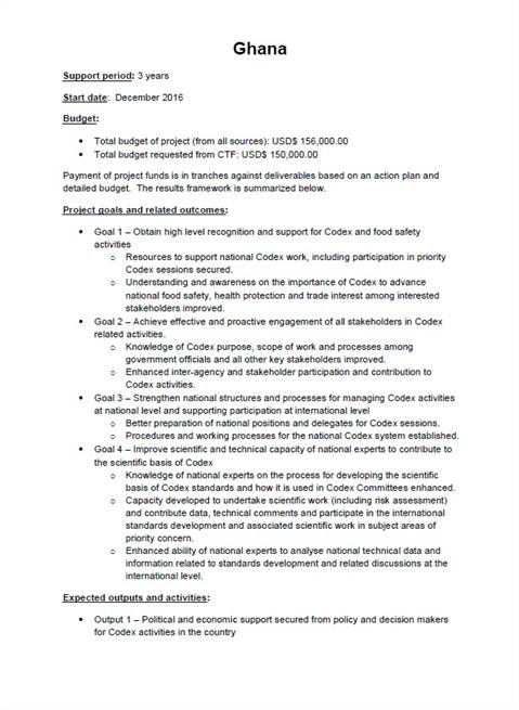 Ghana project summary - Round 1