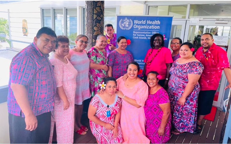 Group photo of staff at the WHO Samoa office