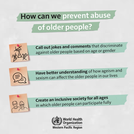 Checklist graphic on how to prevent abuse of older people
