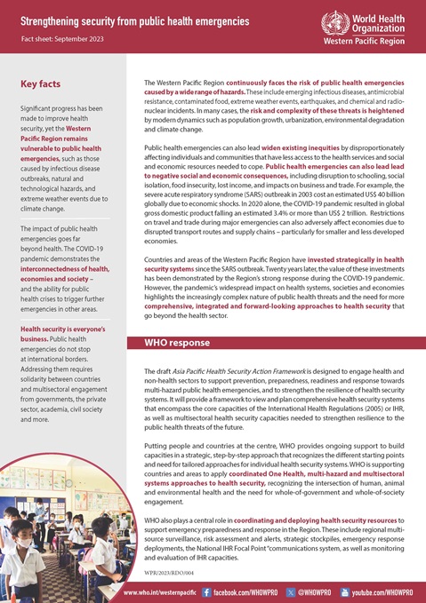 Strengthening regional health security